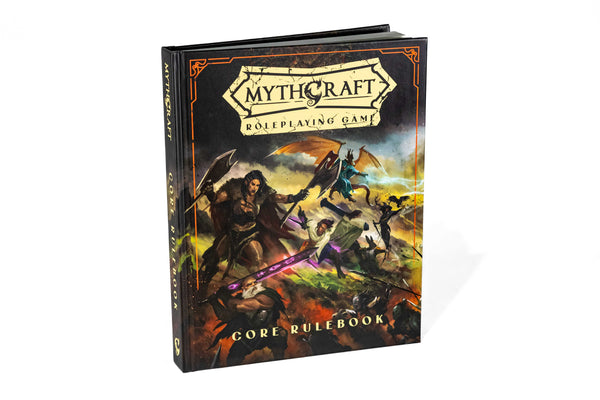 Hardcover book titled "Core Rulebook" with the 'MythCraft Roleplaying Game' logo and fantasy art on the cover against a white background.